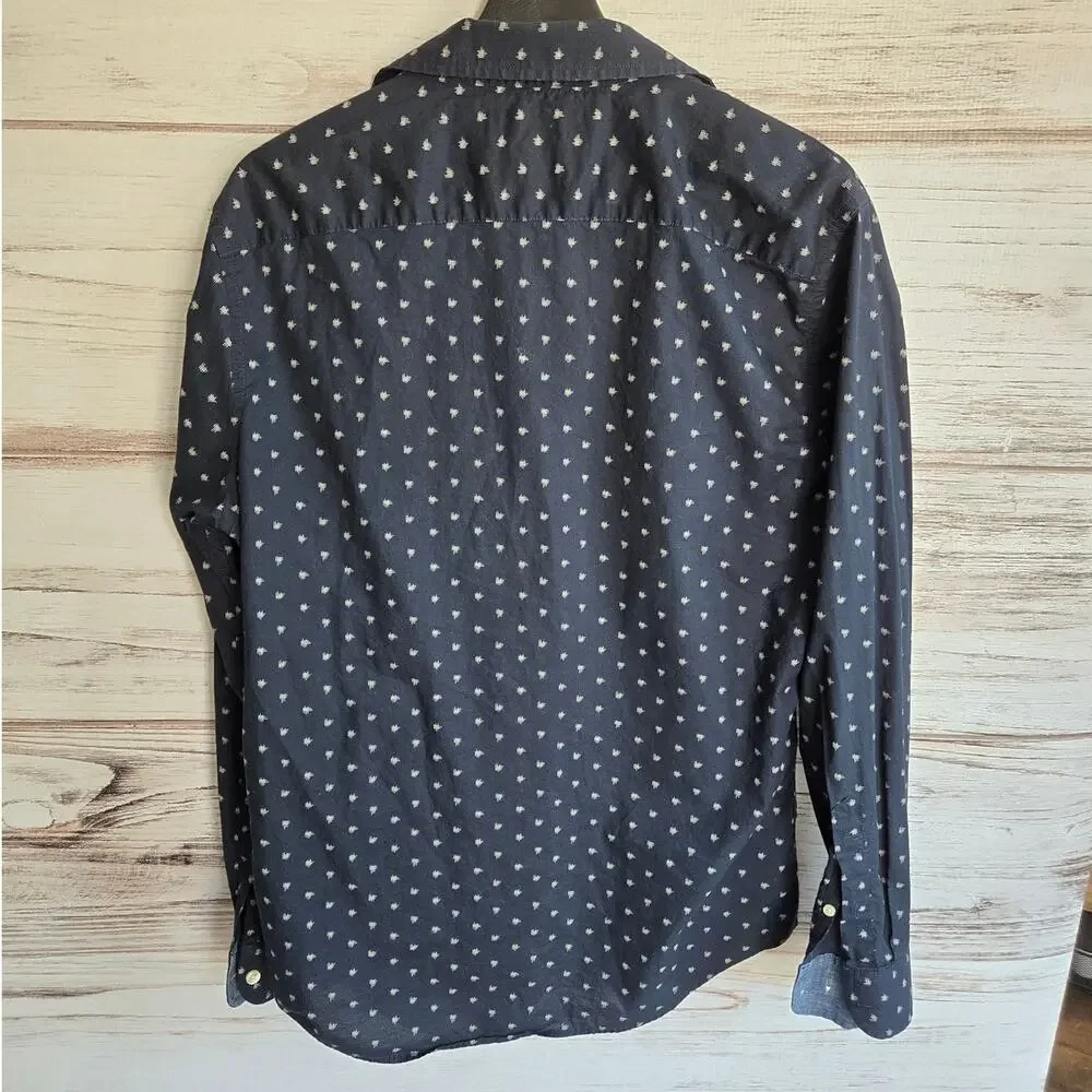 Banana Republic Soft Wash Streatch Long Sleeve Navy Blue Button down Shirt sz M